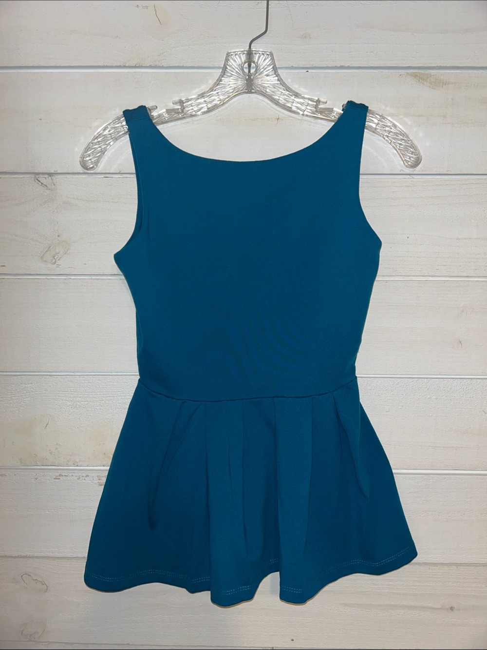Susana Monaco Teal Sleeveless Peplum Top